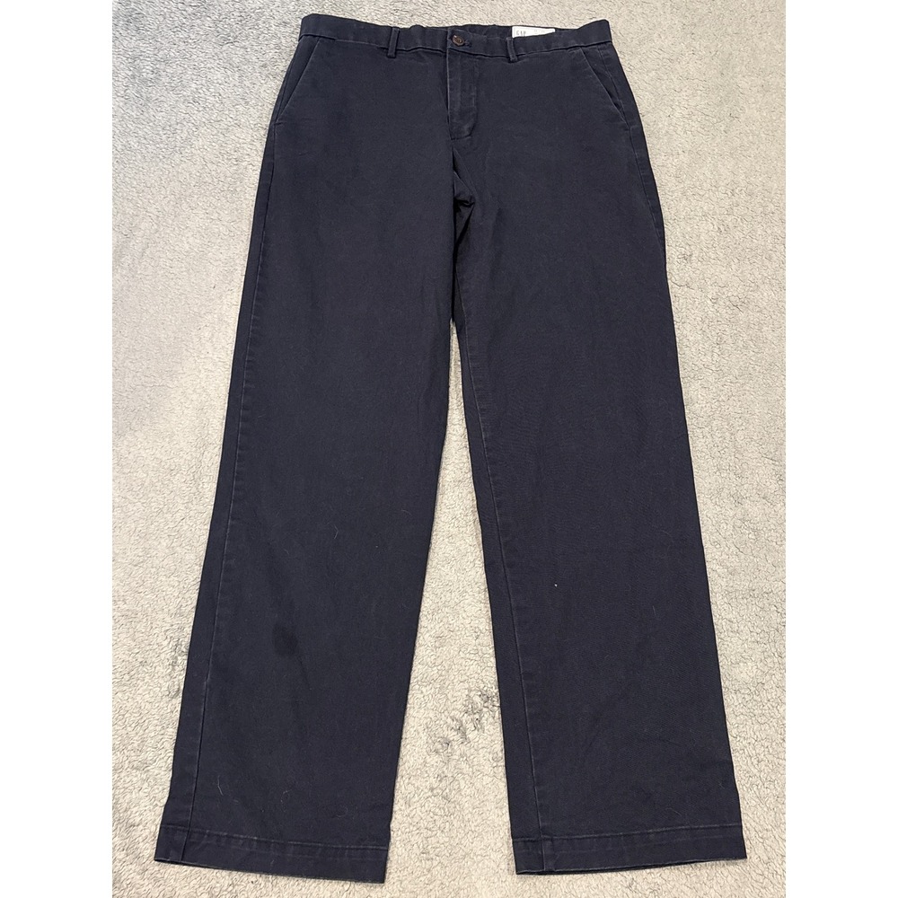Gap Mens Relaxed Fit Chino Pants Navy Blue 34x34 Cotton Blend Casual Trousers